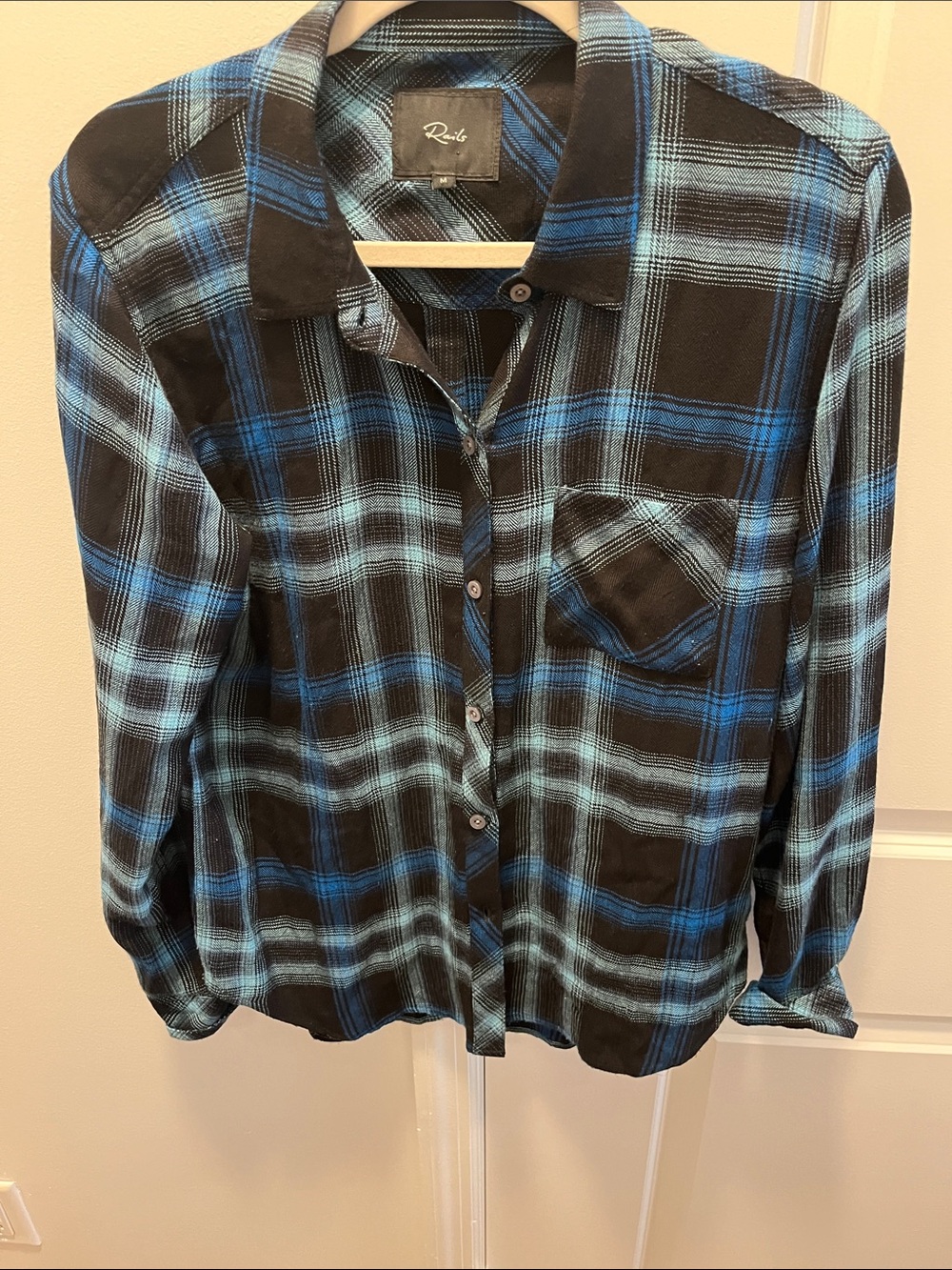 Rails Black and Blue Plaid Men's Button-Down Shirt